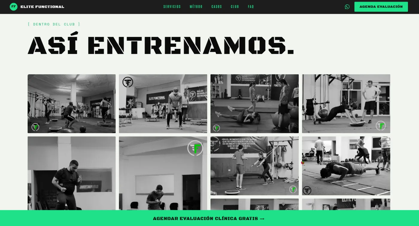 Sitio web de Elite Functional diseñado por Aurea Digital — pantalla 4 de 7