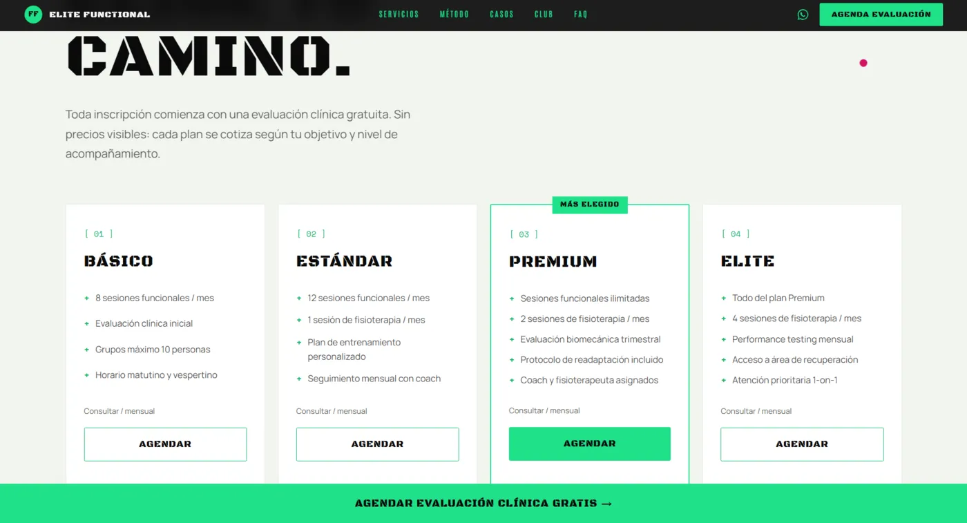 Sitio web de Elite Functional diseñado por Aurea Digital — pantalla 5 de 7