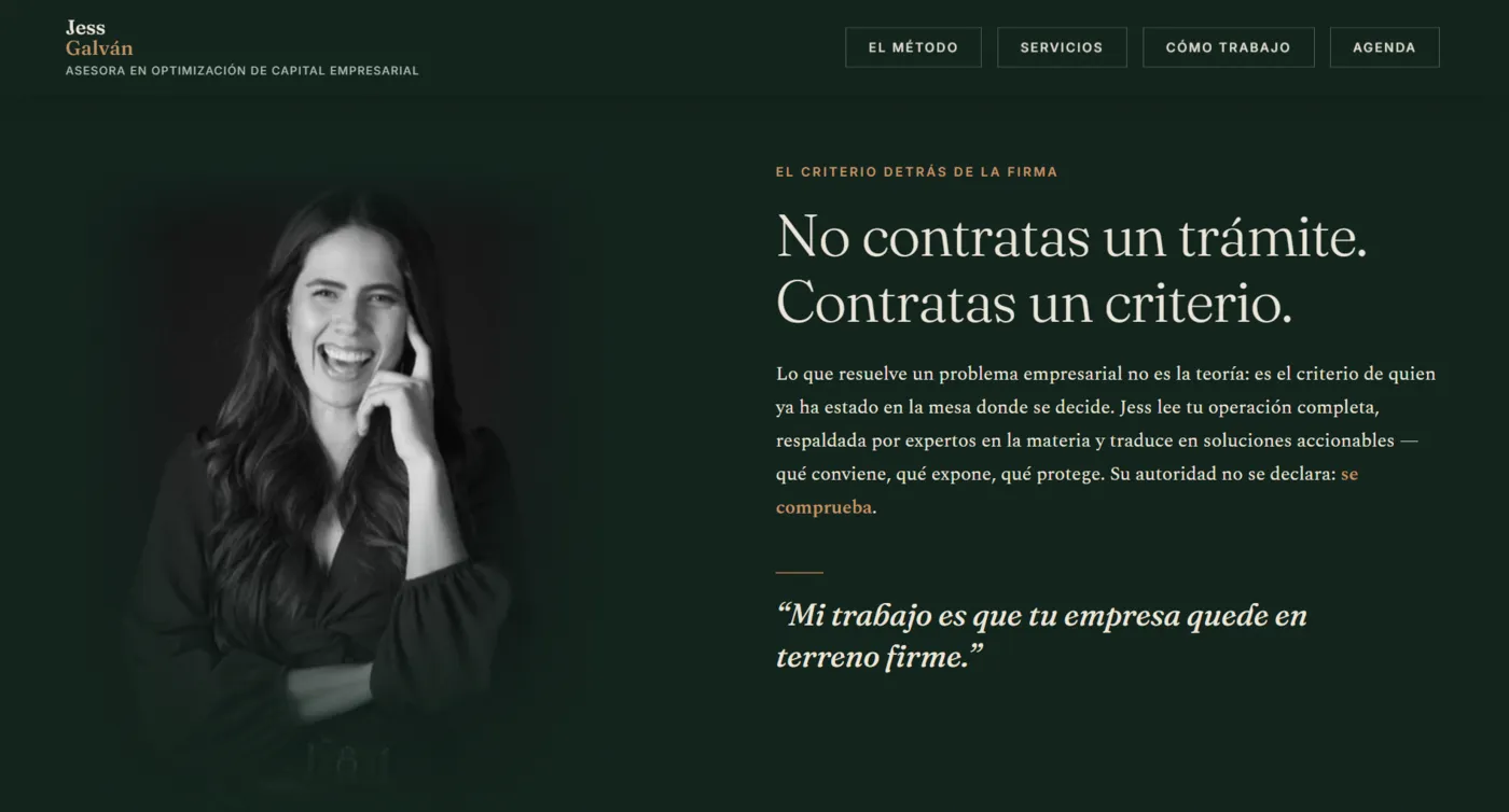 Sitio web de Jess Galván diseñado por Aurea Digital — pantalla 7 de 10