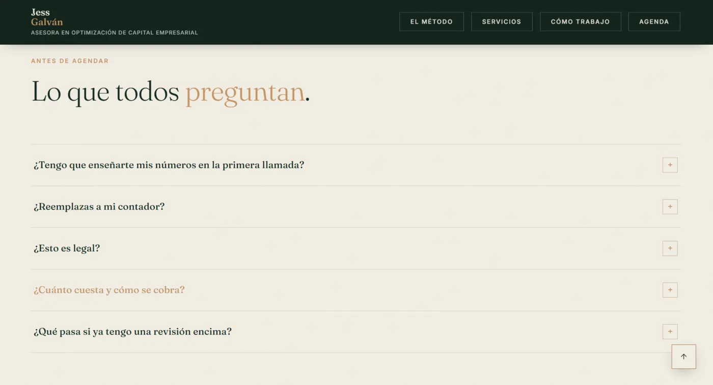 Sitio web de Jess Galván diseñado por Aurea Digital — pantalla 8 de 10