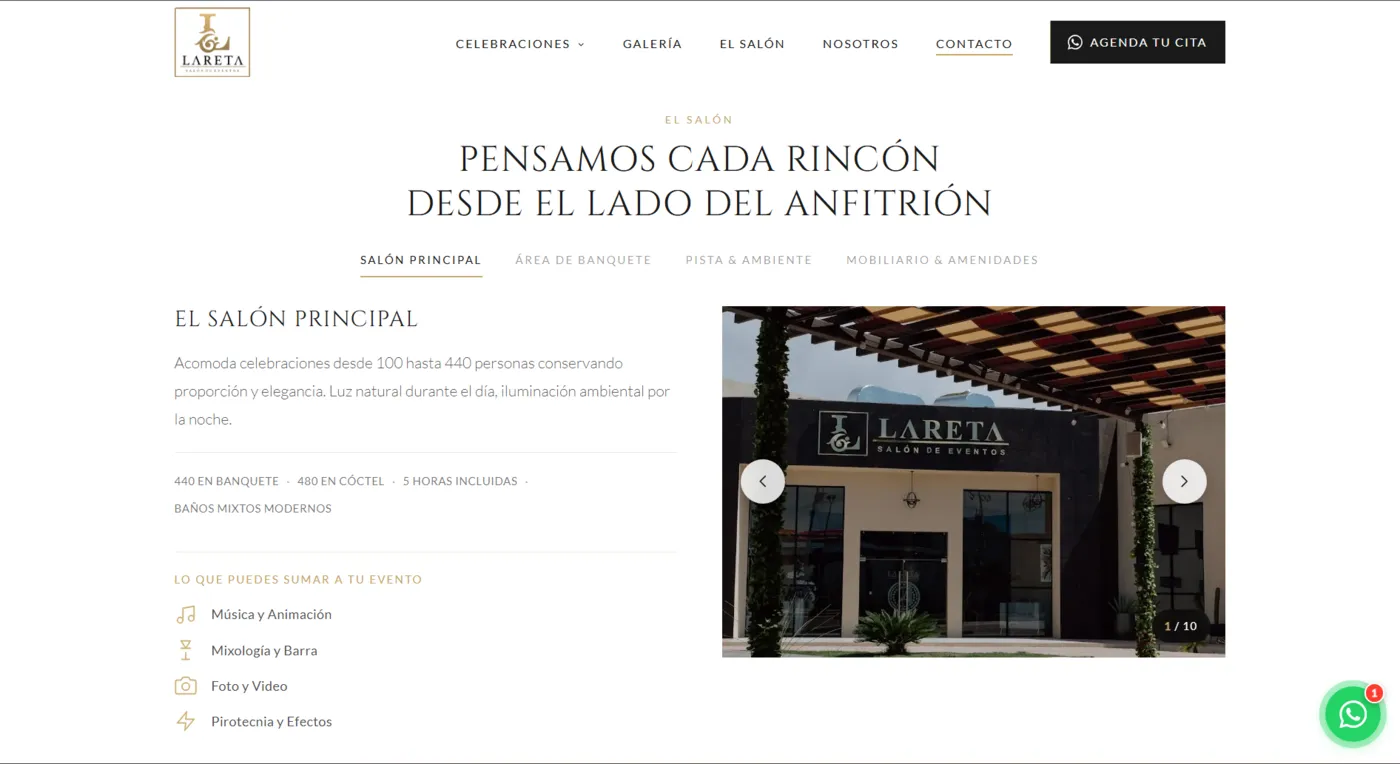 Sitio web de Lareta diseñado por Aurea Digital — pantalla 3 de 7
