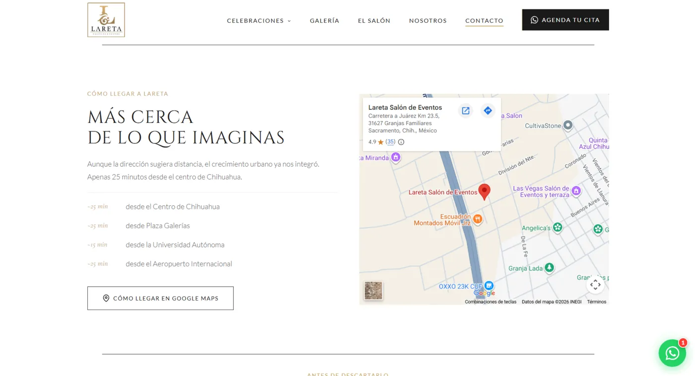 Sitio web de Lareta diseñado por Aurea Digital — pantalla 5 de 7